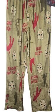 Friday the 13th Jason Pajama Pants Men's Small Tan BUTTERY SOFT GORE HORROR